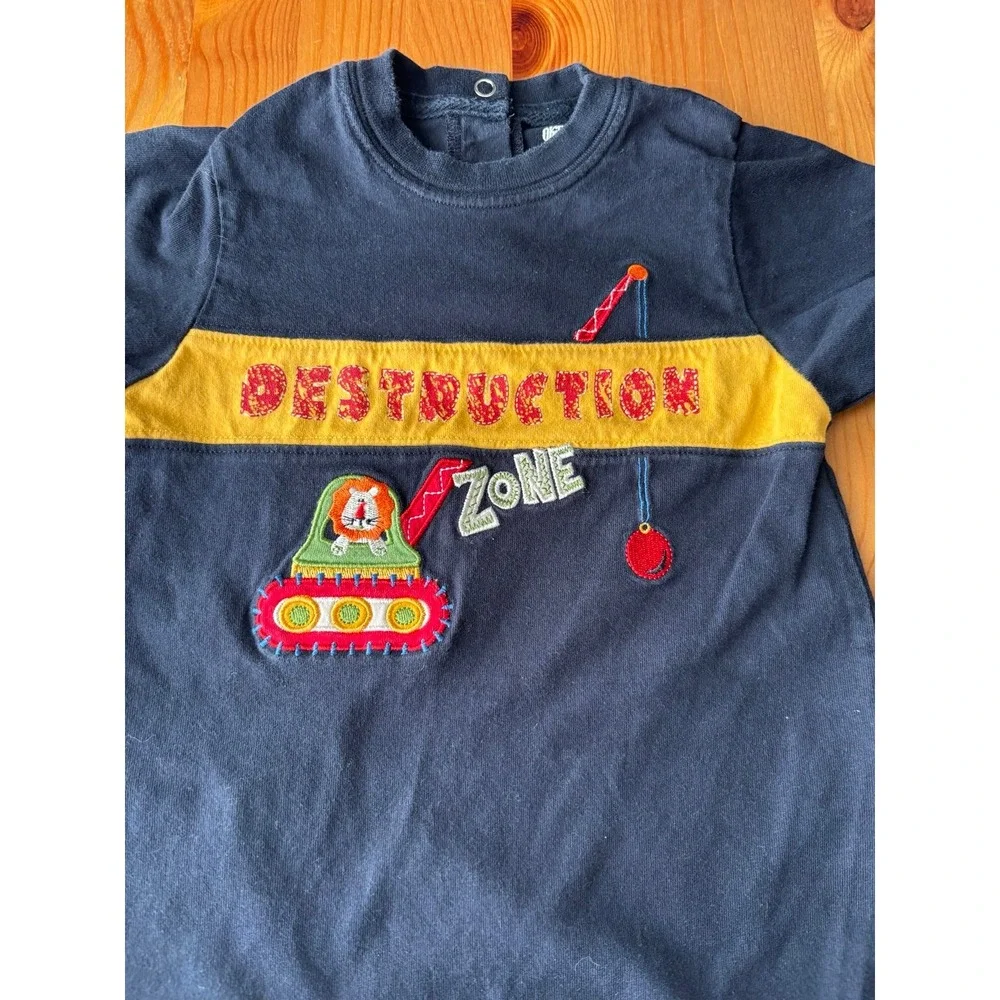 Vintage Okie-Dokie Destruction Zone Embroidered Romper Size 24 Months